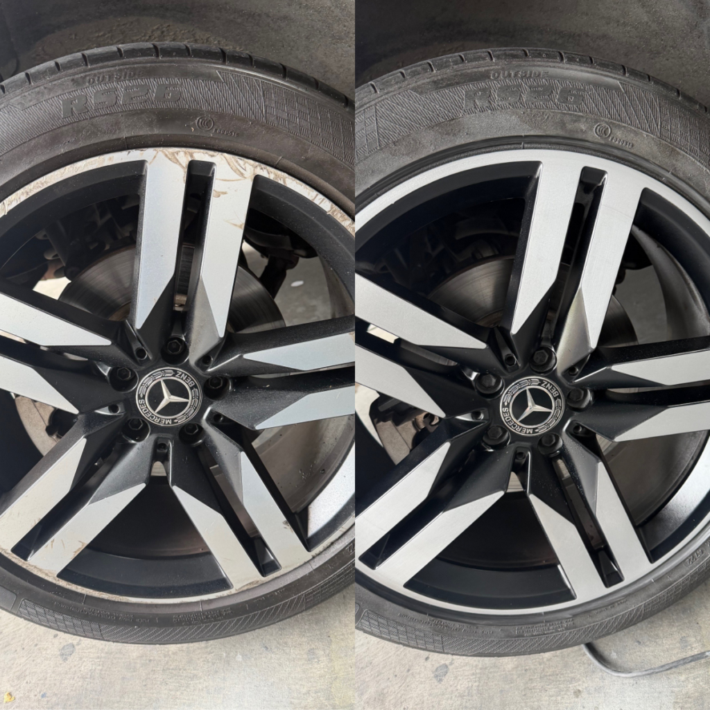 before and after shot alloy wheel repair magic hand in melbourne