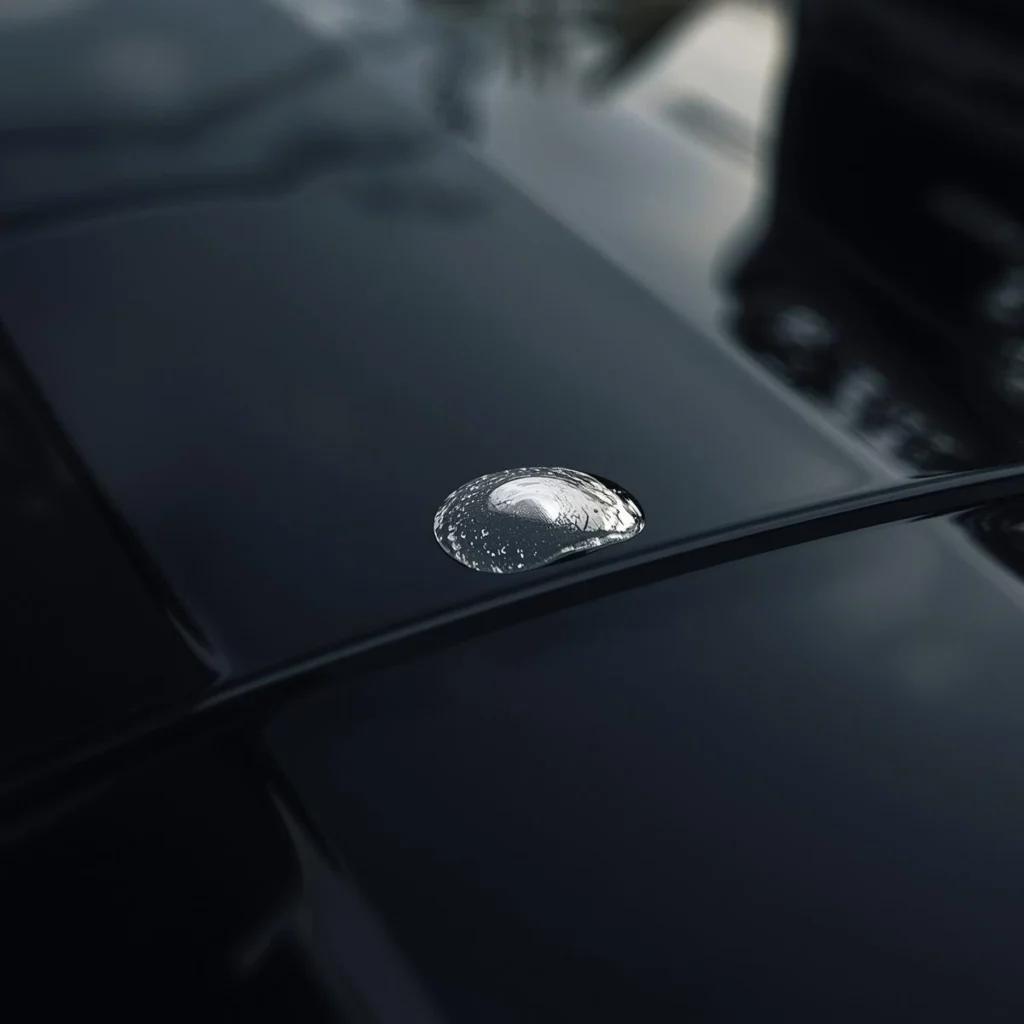 a black car with bird dropping